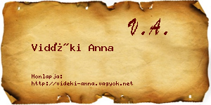 Vidéki Anna névjegykártya