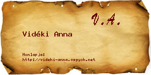 Vidéki Anna névjegykártya